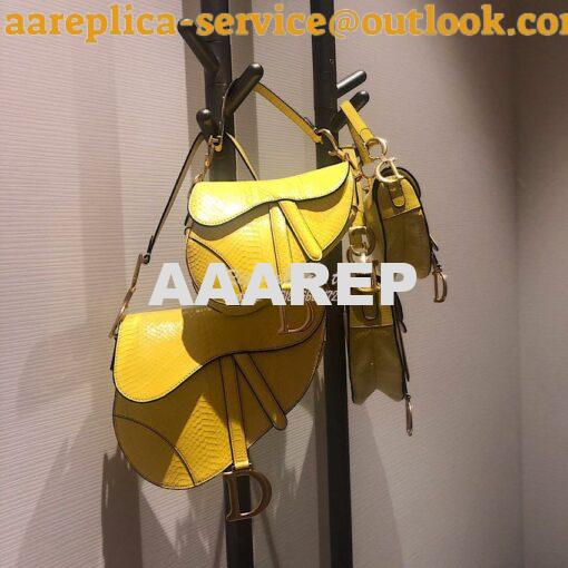 Replica Dior Saddle Bag in Python Leather Yellow 2