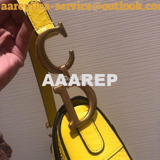 Replica Dior Saddle Bag in Python Leather Yellow 7