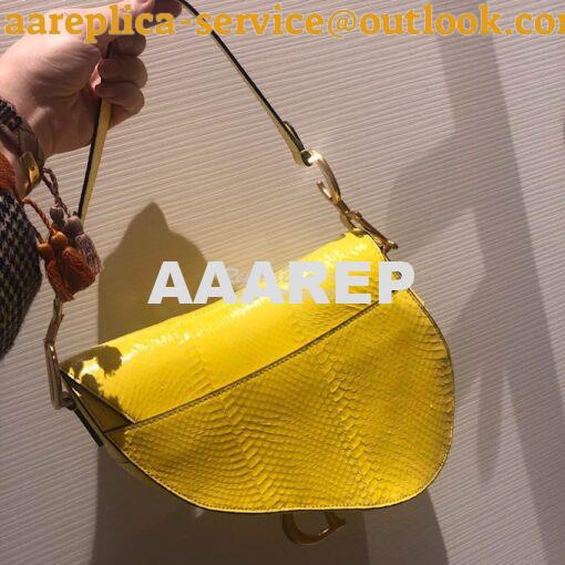 Replica Dior Saddle Bag in Python Leather Yellow 8