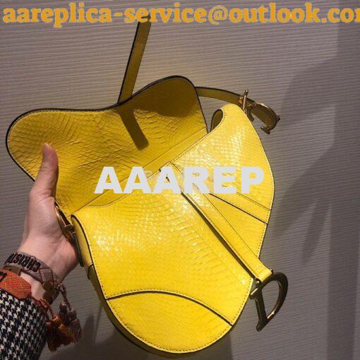 Replica Dior Saddle Bag in Python Leather Yellow 9