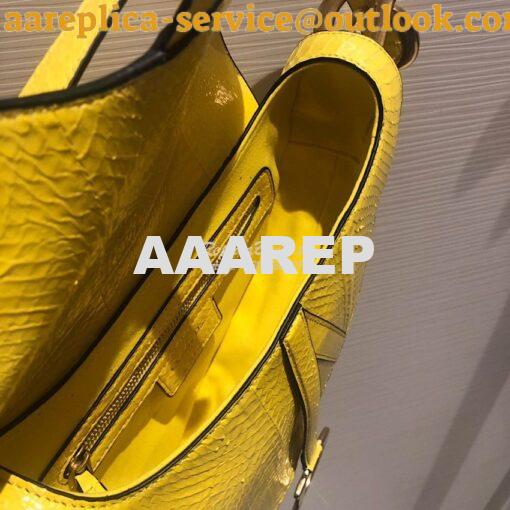 Replica Dior Saddle Bag in Python Leather Yellow 10