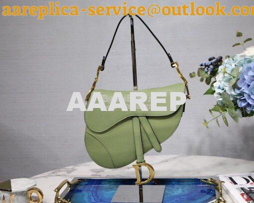 Replica Dior Saddle Bag in Grained Calfskin Matcha Green