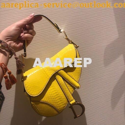 Replica Dior Saddle Bag in Python Leather Yellow 13