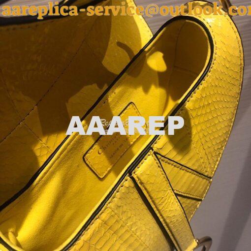 Replica Dior Saddle Bag in Python Leather Yellow 14