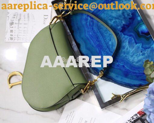 Replica Dior Saddle Bag in Grained Calfskin Matcha Green 7