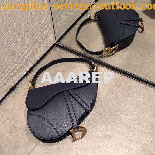 Replica Dior Saddle Bag in Grained Calfskin Blue 3