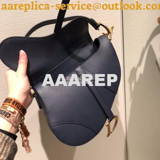 Replica Dior Saddle Bag in Grained Calfskin Blue 8