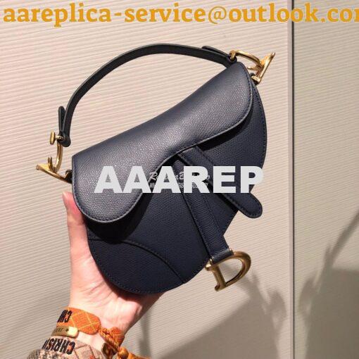 Replica Dior Saddle Bag in Grained Calfskin Blue 11