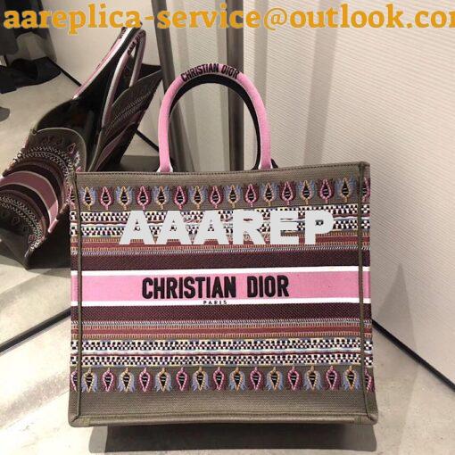 Replica Dior Book Tote bag in Multi-colour Embroidered Canvas Pink