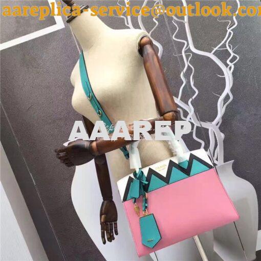 Replica prada esplanade bag 1BA046 begonia pink with jade green 2