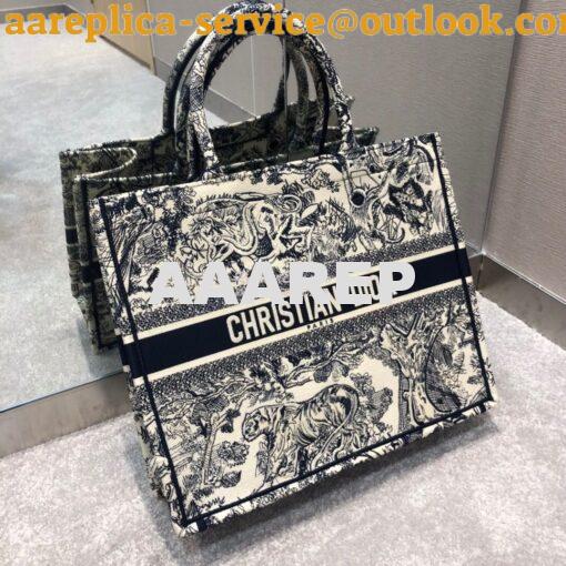 Replica Dior Book Tote bag Embroidered Canvas with Blue De Jouy Motif 7