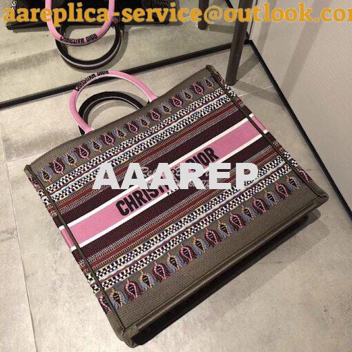 Replica Dior Book Tote bag in Multi-colour Embroidered Canvas Pink 2