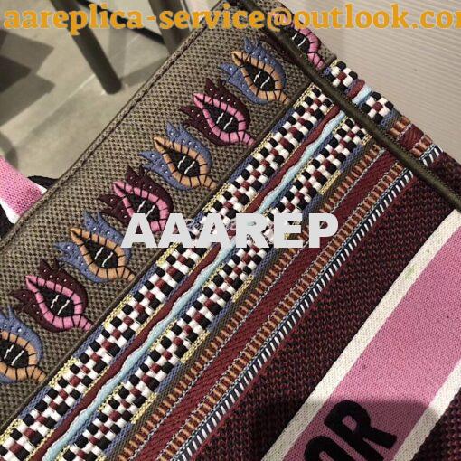 Replica Dior Book Tote bag in Multi-colour Embroidered Canvas Pink 4