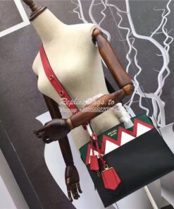 Replica prada esplanade bag 1BA046 green with red 2