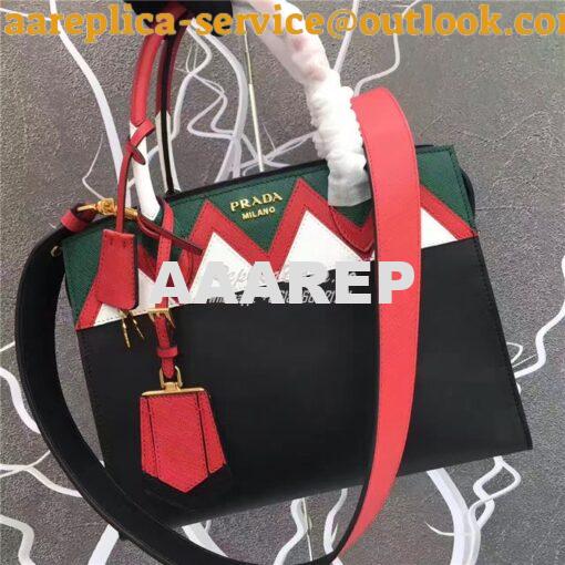 Replica prada esplanade bag 1BA046 green with red 3