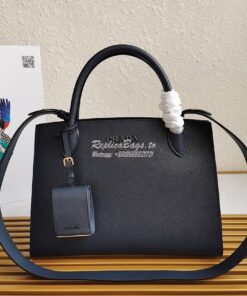 Replica Prada Monochrome powder Navy Saffiano Leather Bag