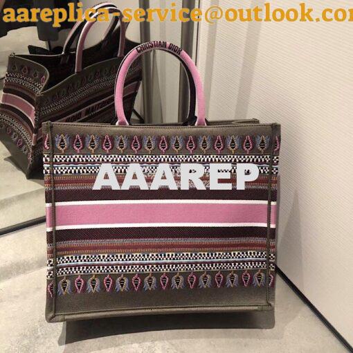 Replica Dior Book Tote bag in Multi-colour Embroidered Canvas Pink 8