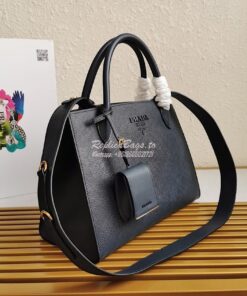 Replica Prada Monochrome powder Navy Saffiano Leather Bag 2