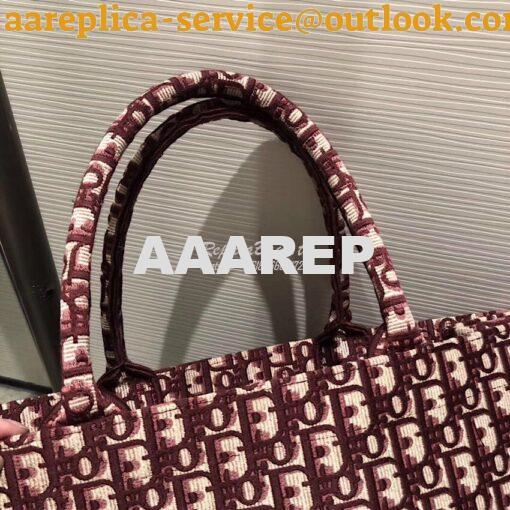 Replica Dior Book Tote bag in burgundy Oblique Embroidered Canvas 5