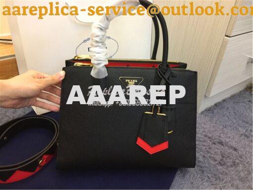 Replica Prada Paradigme Black Bag with red luggage tag 1ba102 1ba103 2