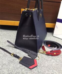 Replica Prada Paradigme Dark Blue Bag with red luggage tag 1ba102 1ba1 2