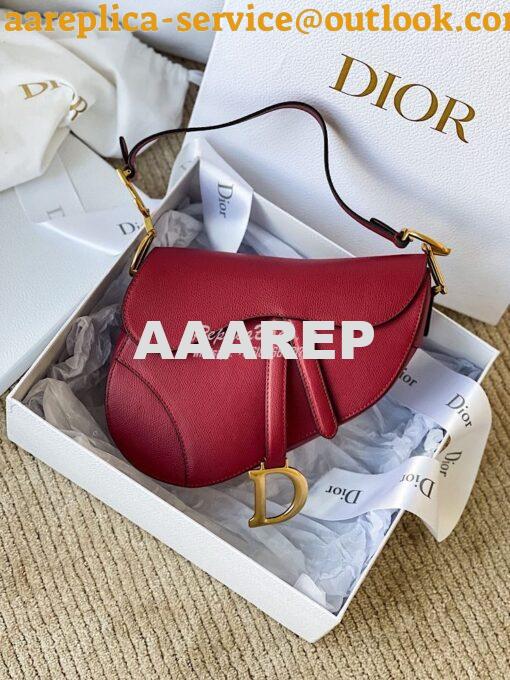 Replica Dior Saddle Bag in Grained Calfskin Red