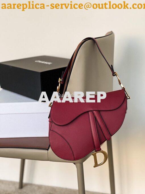 Replica Dior Saddle Bag in Grained Calfskin Red 2