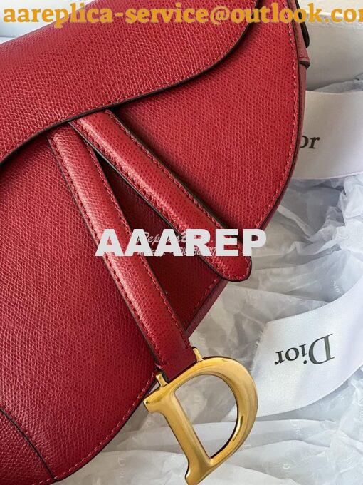 Replica Dior Saddle Bag in Grained Calfskin Red 4