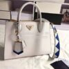 Replica Prada Esplanade Saffiano & Leather Bag Black & White 20