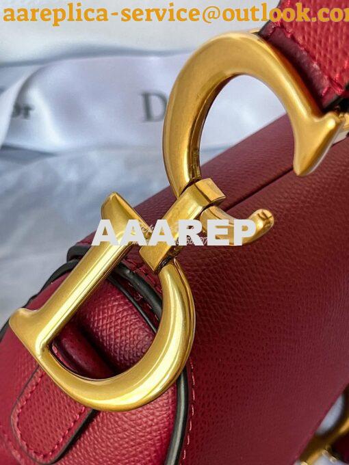 Replica Dior Saddle Bag in Grained Calfskin Red 5