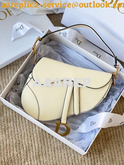 Replica Dior Saddle Bag in Grained Calfskin White