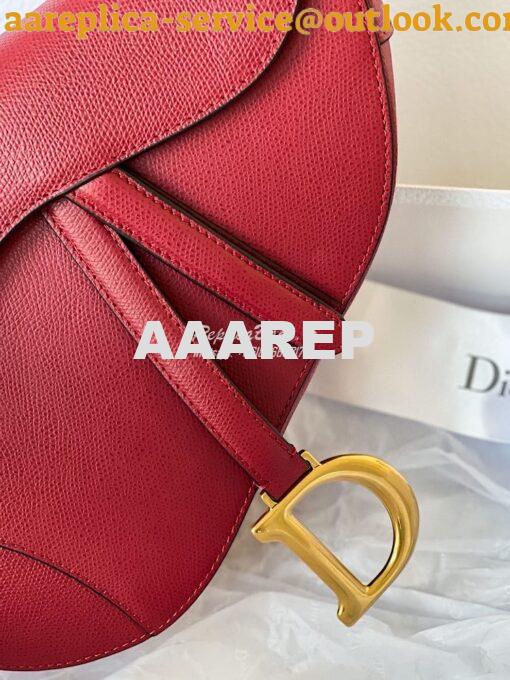 Replica Dior Saddle Bag in Grained Calfskin Red 6