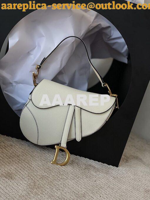 Replica Dior Saddle Bag in Grained Calfskin White 2