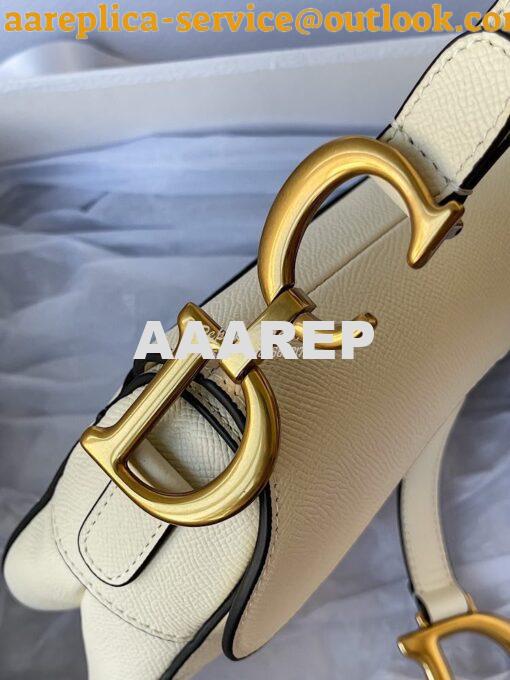 Replica Dior Saddle Bag in Grained Calfskin White 4