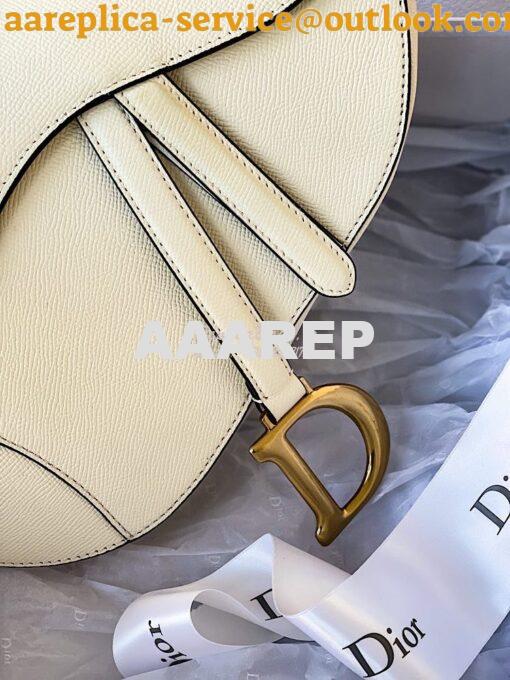 Replica Dior Saddle Bag in Grained Calfskin White 6