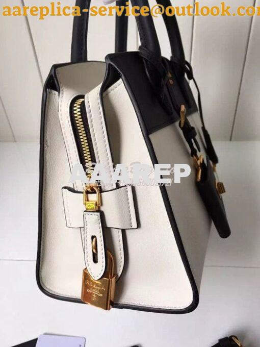 Replica Prada Esplanade Saffiano & Leather Bag Black & White 5