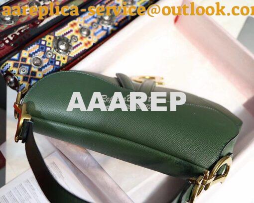 Replica Dior Saddle Bag in Grained Calfskin Green 5