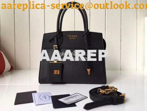 Replica Prada Esplanade Saffiano & Leather Bag Black