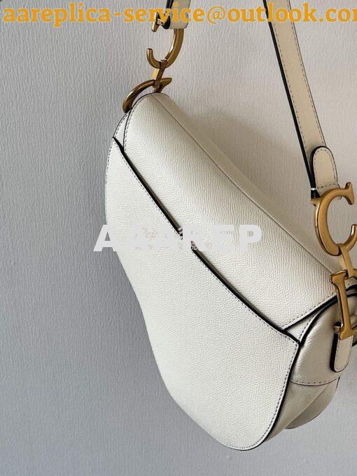 Replica Dior Saddle Bag in Grained Calfskin White 10