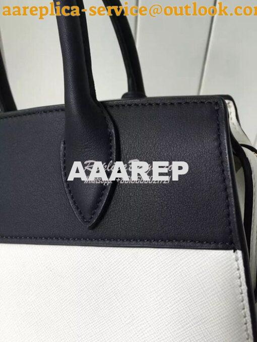 Replica Prada Esplanade Saffiano & Leather Bag Black & White 11