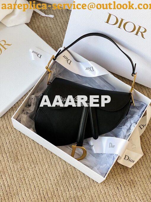 Replica Dior Saddle Bag in Grained Calfskin Black