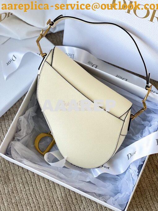 Replica Dior Saddle Bag in Grained Calfskin White 11