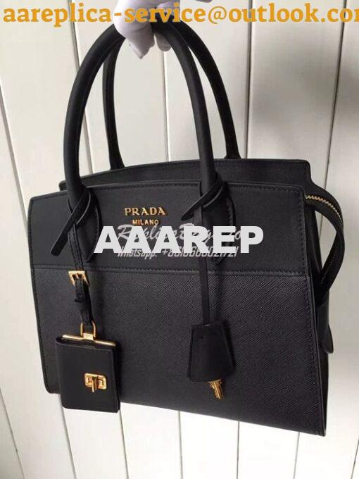 Replica Prada Esplanade Saffiano & Leather Bag Black 3