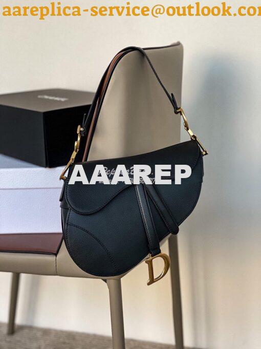 Replica Dior Saddle Bag in Grained Calfskin Black 3