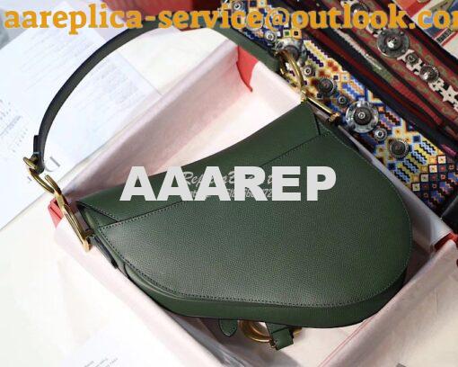 Replica Dior Saddle Bag in Grained Calfskin Green 9