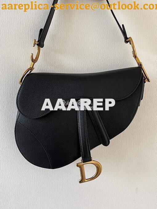 Replica Dior Saddle Bag in Grained Calfskin Black 4