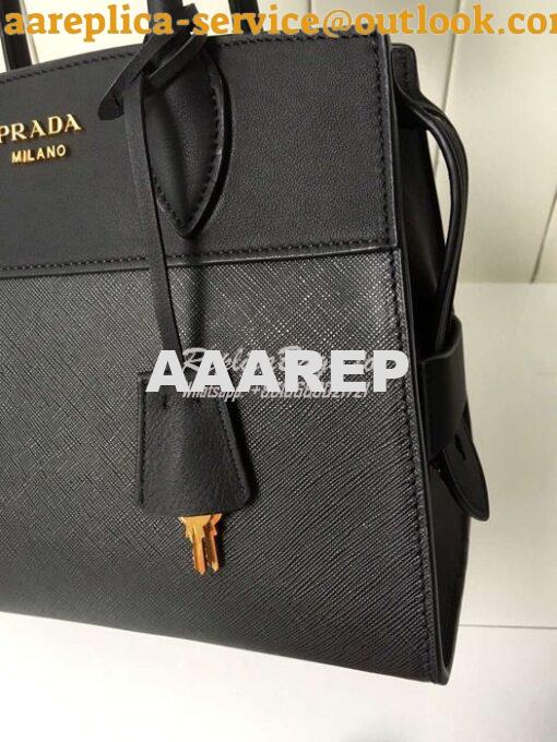 Replica Prada Esplanade Saffiano & Leather Bag Black 6