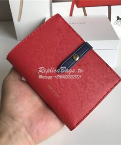 Replica Celine Strap medium/large multifunction wallet in red grained