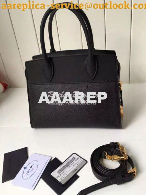 Replica Prada Esplanade Saffiano & Leather Bag Black 7