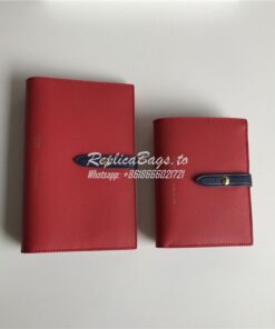 Replica Celine Strap medium/large multifunction wallet in red grained 2